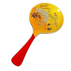 Vintage Asian Vanity Hand Mirror Women's 10" Retro Boho Hippie 70s‎ Mid Century